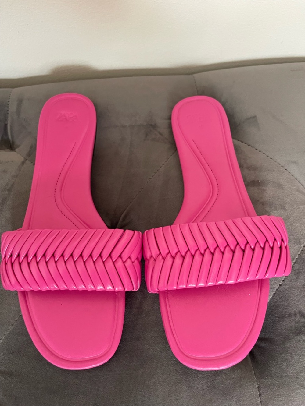 Zara Hot Pink Braided Slide Sandals - Women